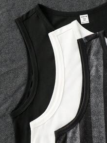 SHEIN Bộ 3 áo ba lỗ dệt kim dáng rộng thoải mái cho bé trai tuổi teen, in chữ màu trơn, thoải mái, đa năng, phù hợp mặc hàng ngày, đi học, dã ngoại, thể thao ngoài trời, lễ hội âm nhạc, kỳ nghỉ, du lịch biển, không khí mùa hè, lễ hội, mùa xuân/hè. - Nhiều màu - Xem 6
