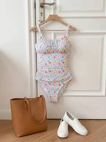 Resyla Women's One-Piece Swimsuit With Flower Print, Perfect For Vacation Summer Beach - Multicolor - View 5