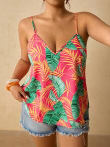 Travachic Plus Size Tropical Print Camisole - Multicolor - View 6