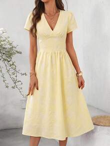 Women Midi Dresses - 鵝黃 - 查看 2