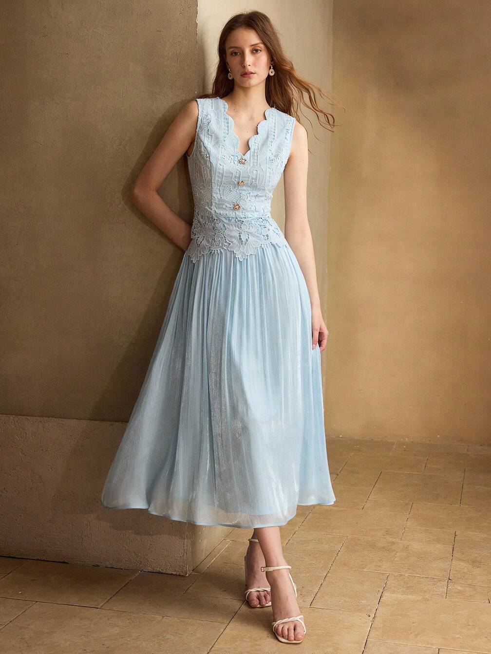 chiffon panel dress Hedda Brown Chiffon Panel Suede Maxi Dress, S / Brown