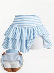 SHEIN Girlism 随机4件，赠送1件。少女休闲、运动、校园、返校季，黑色荷叶边下摆短裤搭配伞裙，春夏皆宜，适合夏季休闲、校园、运动、户外野餐、街头摄影、母亲节、毕业典礼等场合，也适合春夏日常、外出、度假、节日穿着，时尚女孩，休闲装，新款，返校季，轻松休闲风，返校季 - 彩色 - 查看 6