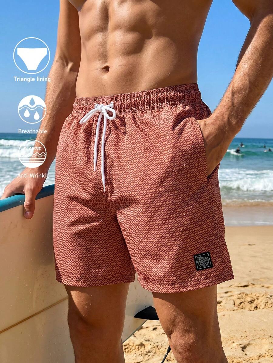 Manfinity KASUA Quần dài nam phong cách retro dáng rộng, cạp chun co giãn, dây rút, casual đa năng mặc đi biển, đi nghỉ lễ - Nhiều màu - Xem 1