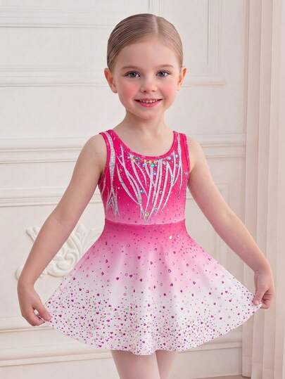 SHEIN Young Girl Ombre Print Sports Romper