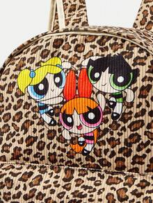 THE POWERPUFF GIRLS X SHEIN 一款豹纹印花时尚女童背包，用途广泛，容量大，超轻便，经久耐用，实用百搭，美观大方，风格时尚，简约休闲，亦可搭配其他单品，包括运动风、可爱风、卡通风等。这款背包便携透气，可折叠，防尘收纳，适合假日户外工作、办公送礼、通勤、旅行、度假等各种场合，是年轻女性和上班族的理想之选。 - 豹紋 - 查看 4
