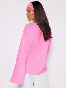 MUSERA Loose Long Sleeve Top Casual Capsule Wardrobe Everyday Oversized Tees Airport Winter Elegant Holiday Vacation Spring Summer - Pink - View 3