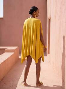 Zivah 2026 New Casual Sexy Linen Bohemian Beach Golf Resort Elegant Short Dress, Sleeveless Patchwork Knit Pastal Vacation Feel Summer - Yellow - View 4