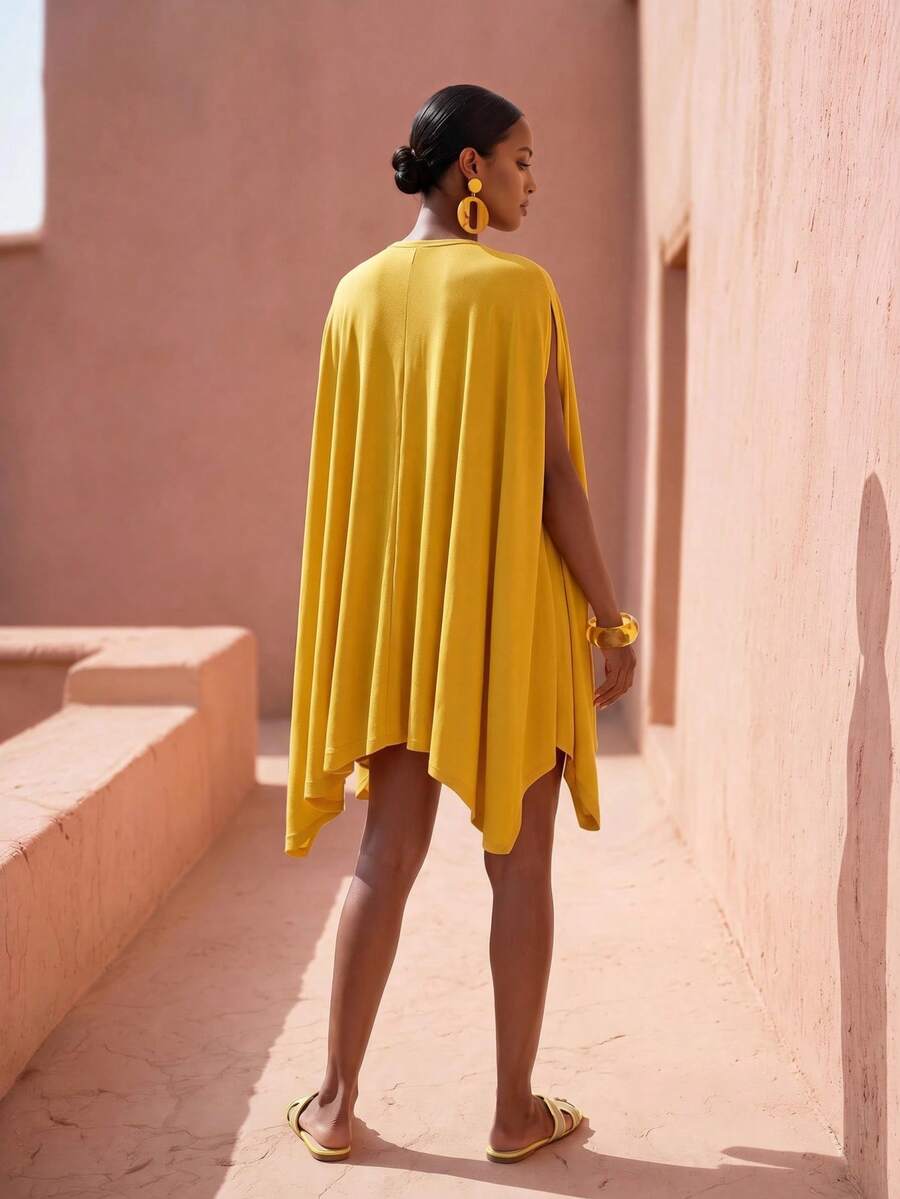 Zivah 2026 New Casual Sexy Linen Bohemian Beach Golf Resort Elegant Short Dress, Sleeveless Patchwork Knit Pastal Vacation Feel Summer - Yellow - View 1