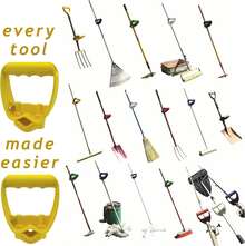 1 pieza Accesorio de mango ergonómico para pala y rastrillo que ahorra la espalda, agarre de reemplazo que ahorra trabajo, empuñadura cómoda en forma de D para herramientas de jardinería, color amarillo - Por defecto - Ver 4