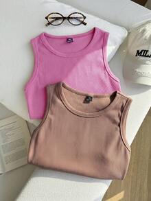 SHEIN EZwear 加大码棉质做旧雪花印花修身吊带背心 - 彩色 - 查看 4