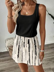 SHEIN LUNE 女士休闲印花短裙，适合春夏季穿着 - 彩色 - 查看 5