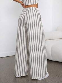 PETITE Pantalones anchos de verano con dobladillo curvo verde, estilo vintage, casual y para salir - Amarillo claro - Ver 2