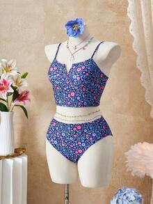Swim Lushoire Bộ đồ bơi tankini 2 mảnh dành cho nữ, họa tiết hoa ngẫu nhiên, thời trang, phù hợp cho người trưởng thành, thường ngày, mùa hè, đi biển. - Nhiều màu - Xem 4