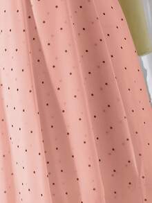 SHEIN Teenager Mädchen Rosa Chiffon elegantes Kleid, Frühling/Sommer Chiffon bedrucktes Polka Dot Kleid mit Rüschensaum, leichtes weiches Material, geeignet für Urlaub, Hochzeitssaison, verschiedene Ballveranstaltungen, formelle Anlässe - Pink - Übersicht 6