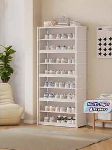 1PC Dustproof Shoe Rack, Storage Shelf, Space Saving Sturdy Fashionable Design, Easy Assembly Disassembly Portable, Suitable For Living Room Bedroom Foyer Office Home, Multi-Layer Storage, Holiday Christmas Gift - Multicolor - View 1