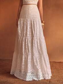 MOTF PREMIUM WOMEN'S COTTON EMBROIDERED VACATION SKIRT, SPRING/SUMMER - White - View 6