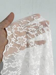 SHEIN EZwear Women's French Style Sexy Elegant Lace Sheer Delicate Long Sleeve Top Night Out Date Night White Floral Autumn - White - View 9