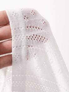 DAZY Áo thun nữ dáng rộng, cổ chữ V sâu, tay dài, chất liệu mỏng nhẹ, phong cách đường phố hiện đại, thích hợp cho mùa hè. - trắng - Xem 6