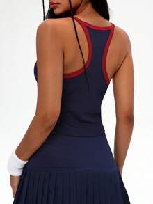 SHEIN Unity Camiseta de tirantes con combinación de colores contrastantes para mujer - Azul Marino - Ver 2