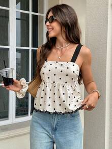 Serisse Women's Polka Dot Patchwork Casual Versatile Daily Wear Top,Summer Top - Multicolor - View 7