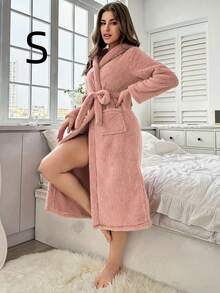1 Stück rosa langes Premium Fleece Bademantel für Frauen, flauschig weicher langer Bademantel, warmer Fleece Schalkragen Spa Bademantel, warme Nachtwäsche mit tiefen Taschen, kuschelige und warme Fleece Decke mit Ärmeln und großer Tasche für Erwachsene, kuscheliger Kapuzenmantel als Geschenk für drinnen & Outdoor - Verschiedenfarbig - Übersicht 11