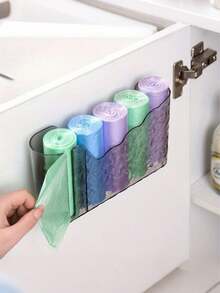 1PC No Drill Wall Mount Garbage Bag Holder Large Capacity Space Saving Kitchen Trash Bag Dispenser Multilayer Design Easy Access Durable Plastic For Home Storage - Multicolor - View 10