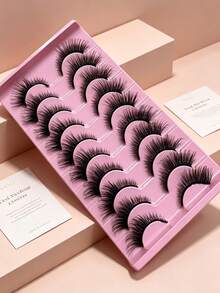 10pairs/Set Soft Fluffy Curly Cat Eye 3D Faux Mink Eyelashes, Handmade Natural False Eyelashes For Makeup, Thick Style Strip Lashes, Lashes, Eyelashes, Fake Lashes - Cat Eye Lashes - View 5