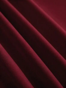 SHEIN LUNE 女款春夏新款蕾絲飾邊不對稱肩雪紡拼接上衣 - 酒紅色 - 查看 4