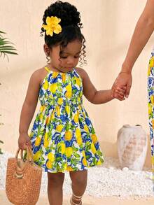 SHEIN Đầm không tay in hình chanh dễ thương cho bé gái mùa hè - Nhiều màu - Xem 1