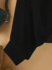 New Women's Casual Solid Color Chiffon Blouse With Short Batwing Sleeves - 黑色 - 查看 3