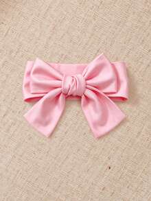 SHEIN Baby Girl Light Pink Floral Bow Romper Cute Autumn Newborn Soft Knit Infant Footed Jumpsuit With Matching Headband 2-Piece Set Family Matching Outfit - Pink - View 4