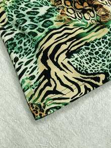 Glimmora Damklänning med zebra- och leopardmönster och casualmönster - Grön - Visa 3