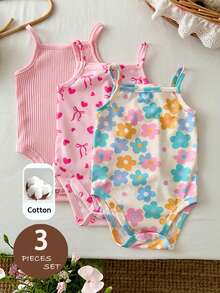 SHEIN Baby Girl Butterfly & Floral Print Romper - Multicolor - View 5