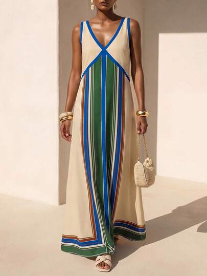 Zivah 2026 Casual Resort Elegant Teal Striped Print Dress Is A Bohemian Style Dress Suitable For Various Occasions, Including Music Festivals, St. Patrick's Day, Valentine's Day, Dates, Western-Themed Events, Vacations, Birthday Parties, Graduations, Campus Life, Everyday Casual Wear, A Versatile Piece, Casual Wear, Cruise Travel, Beachwear, Sunbathing, Street Style, Wedding Guests, Bohemian Style, Commuting, Brunch, Airport Wear, Parties, Holiday Travel, Office Wear, And Vacation Wear.
