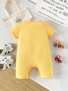 SHEIN Playful Pals Baby Boy Cute Car Print Soft & Comfortable Romper, Suitable For Daily Wear And Holiday Gifts - Yellow - View 2