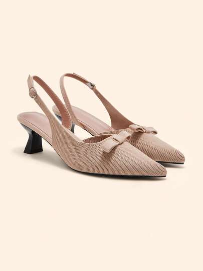 CUCCOO BASICS Women Shoes Classic Simple Fashion High Heels Pointed Thin Heels Empty Shoes, Bow Decorative Cat And Women's Shoes, Workplace Light Party Elegant Temperament High Heels