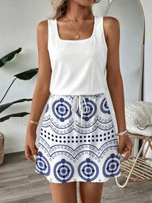 SHEIN LUNE Women's Casual Printed Short Dress, Suitable For Spring And Summer,Dresses For Women Summer - Multicolor - View 2