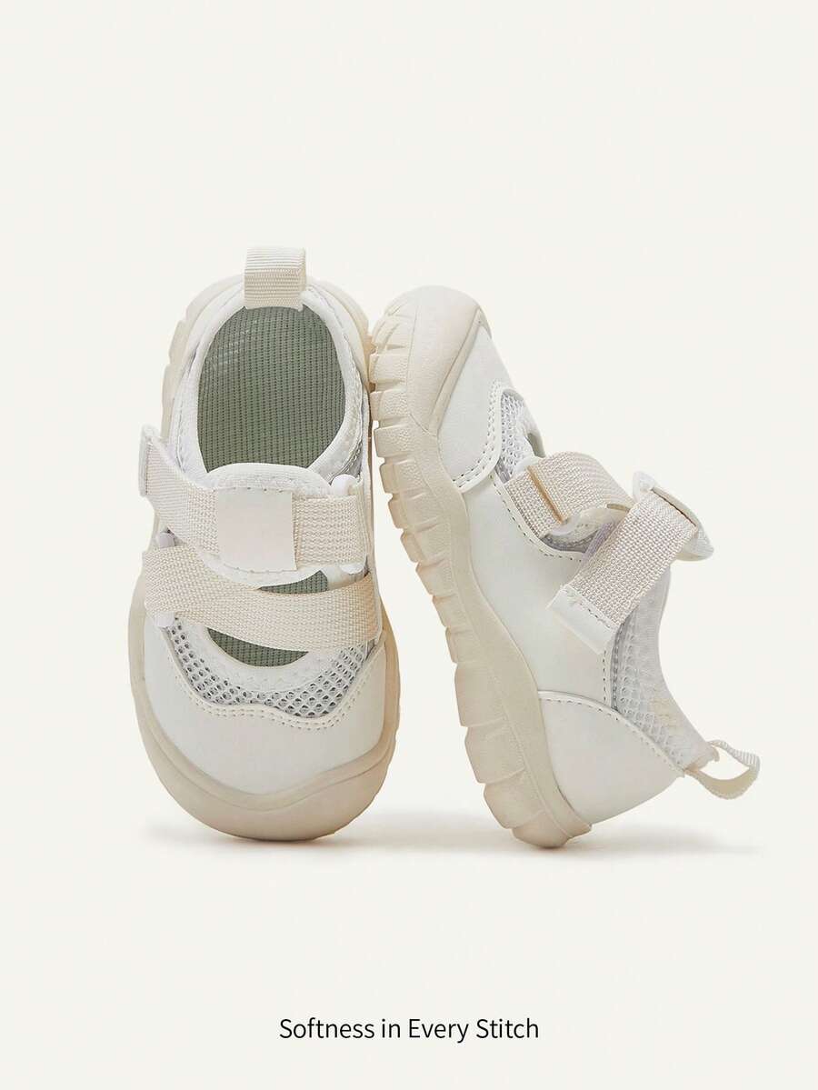 Cozy Pixies 一雙嬰兒涼鞋 網布透氣 防踢腳趾保護 軟底防滑 男孩女孩夏季幼兒鞋 時尚百搭趣味平底瑪麗珍運動鞋 - 米色 - 查看 1