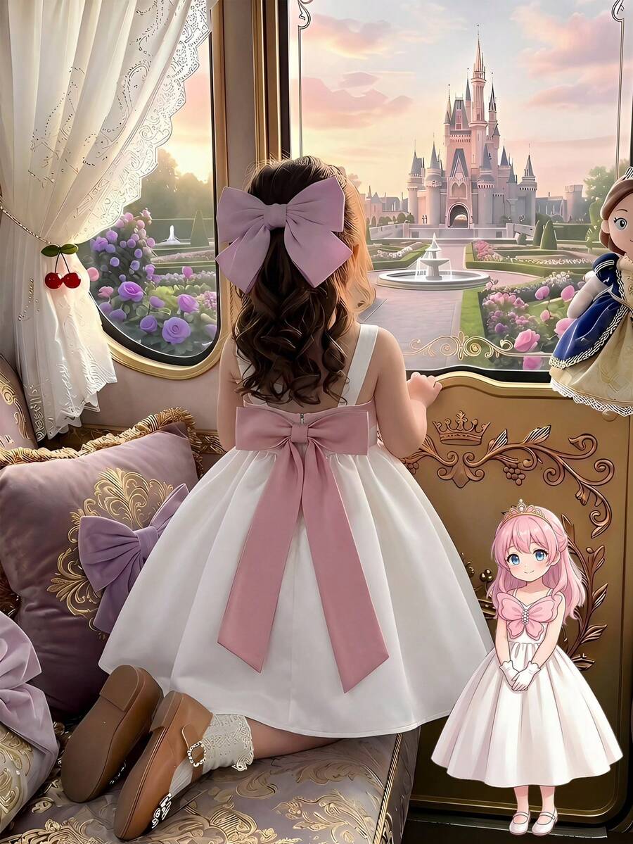 SHEIN Young Girl Elegant & Cute Colorblock 3D Butterfly Sleeveless Princess Dress - Multicolor - View 1