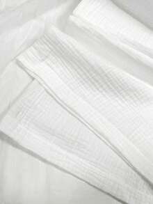 Resyla Pantalones casuales de pierna ancha con cintura de cordón texturizado para mujeres - Blanco - Ver 4