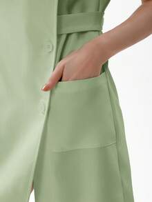 TaskEZ Uniforme de mujer Scrubs Bata de laboratorio con botones delanteros para enfermera de hospital - verde menta - Ver 5