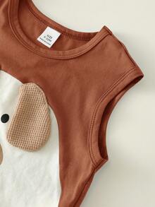 2pcs/Set Baby Boy Cute Cartoon Print Colorblock Sleeveless Tank Top And Shorts Set, Summer Outfit - Multicolor - View 6