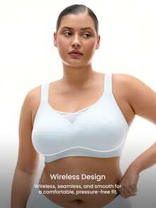 LUVLETTE Plus 無線無痕側撐休閒內衣 Bralette 不顯痕 透氣 T-shirt 運動輕盈黏貼基礎款 藍色 隱形 SizeFreedom 胸罩 - 中等水洗藍 - 查看 2