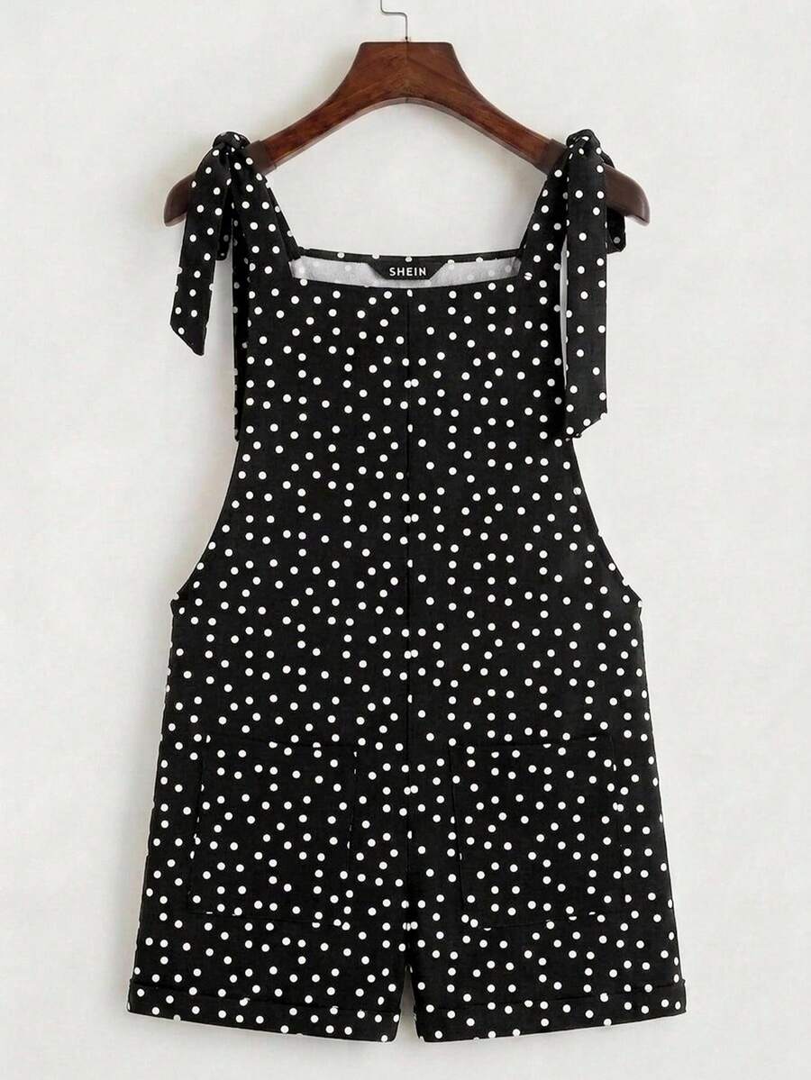 SHEIN EZwear Bộ áo liền quần nữ dây thắt nút có túi, phối nhiều mảnh vải. - Nhiều màu - Xem 1