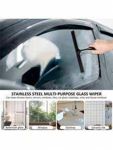 1PC Stainless Steel Multi Purpose Cleaning Tool Shower Squeegee Window Cleaner Floor Squeegee For Bathroom Tile Mirror Auto Glass Glass Door Shower Scraper Bathroom Cleaning Brush Home Kitchen Accessory - 1pc - View 6