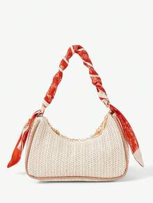 Viva Strut 1 buah Tas Bahu Anyaman Motif Bintang Laut Pantai Musim Panas, Tas Pantai, Tas Tangan Jerami untuk Wanita (Warna & Gaya Acak), Musim Panas - Warna-warni E - View 7