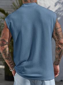 Manfinity Homme Men's Solid Color Casual Versatile Daily Wear Top, Holiday - Dusty Blue - View 2