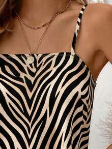 SHEIN Holidaya Zebra Print Digital Pattern Minimalist Camisole, Gift For Friends - Multicolor - View 3