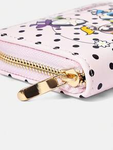 THE POWERPUFF GIRLS X SHEIN Love Flower Little Policewoman Pattern Zipper Wallet, Multi-Card Storage Bag, With Change Bag, Lightweight ID Clip, Suitable For Women/Girls, Can Be Used As Gifts For Teenagers, Students, Teachers, And Can Also Be Used As School And Business Card Bags - Pink A - View 3