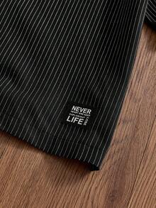 SWAVVY Men's Striped Patchwork Casual Versatile Daily Wear Shirt - Black - View 7